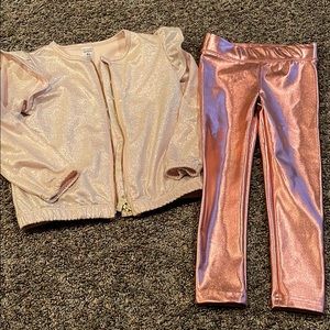 Pink shimmer jacket and metallic leggings 4T